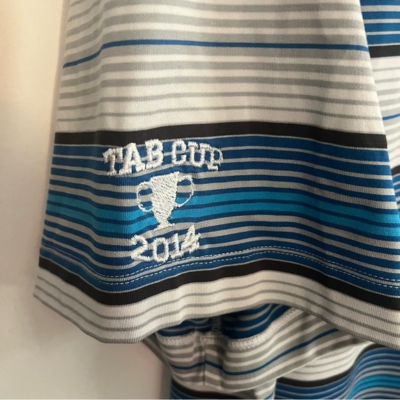 Nike Men's Striped Polo Shirt - Blue, white, black. Nike Golf. Men’s size L - Picture 7 of 7